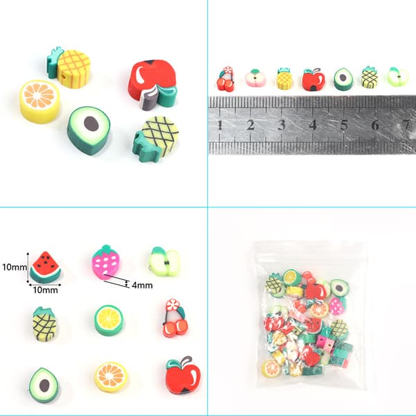 150 stk/parti Frukt-tema Håndlagde Polymerleire Løse Perler for smykker