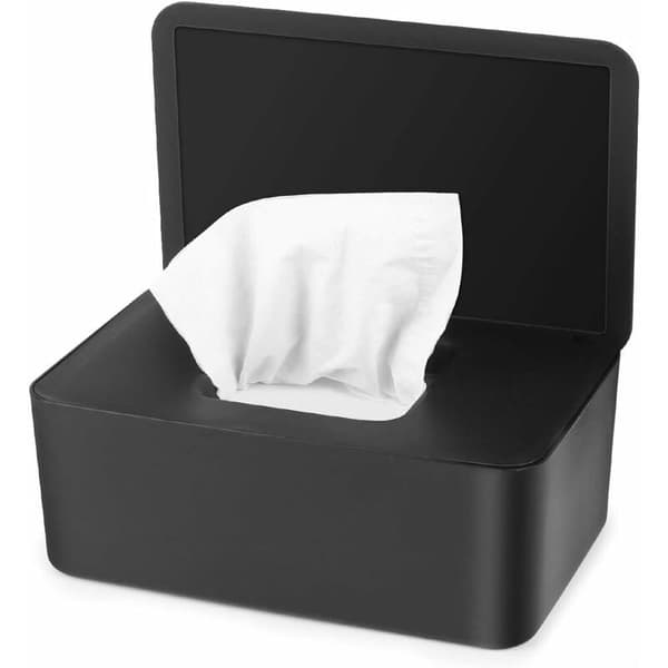 Wet wipe container, Black wet wipe container, Wet wipe dispenser, Dustproof wet wipe storage box with lid for -
