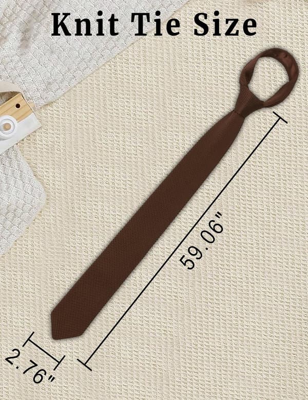 Stickade slipsar för män Enfärgad smal slips Stickad halsduk Formell affärsbröllop Examen Middag Brun - Brown