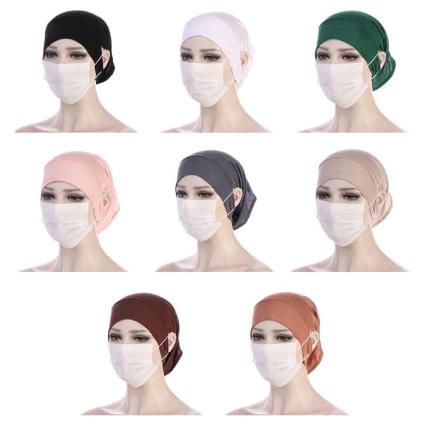 Muslim Underscarf, Elastic Non-Slip Hijab Cap with Ear Openings, Quick-Drying Machine Washable Cap Underscarf, Lightweight and Breathable