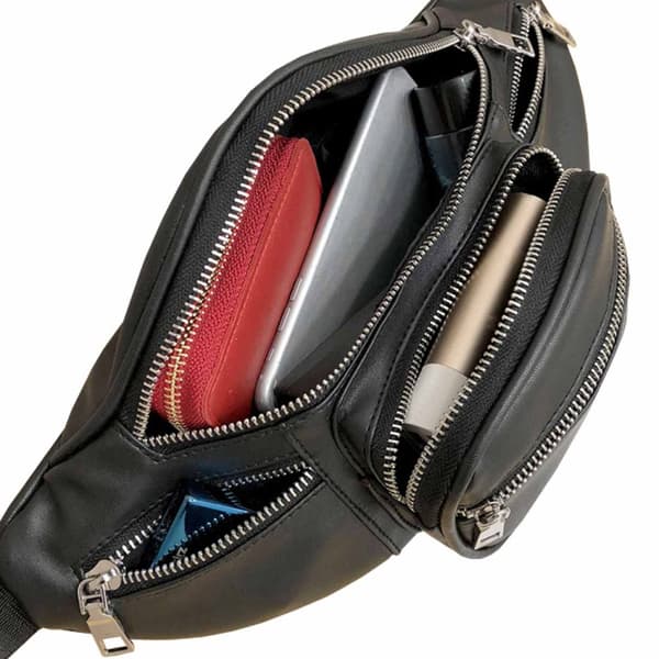Sort taljetaske Mavetaske Bæltetaske Cross Body Taske Læder