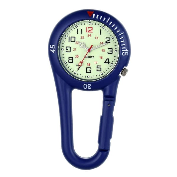 Carabiner FOB Watch Luminous Quartz Analog Clip On for Nurses Doctors Hikers Backpackers Blue 4 cm Blue Blue