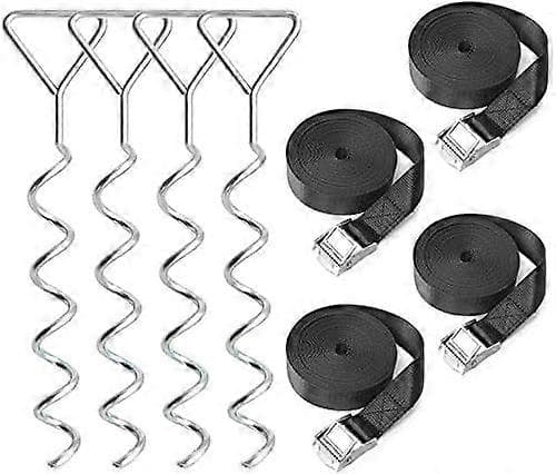 Trampolinefeste, 4 deler Trampolinefester, Spiralankere for Trampoliner, Husker, Lysthus, Lekestuer [DB]