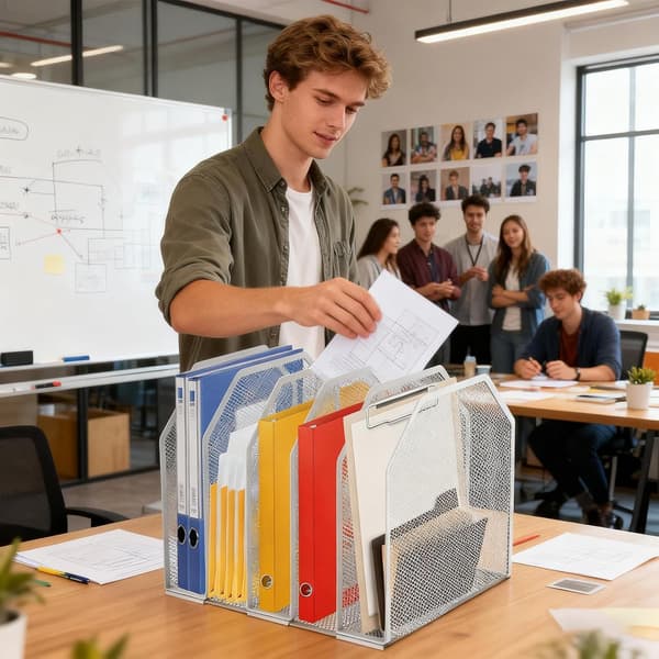Metal Organizer Adjustable Sturdy Storage Metal File Organizer for Classroom Study Use Book Storage Paper Five Grids Five Grids
