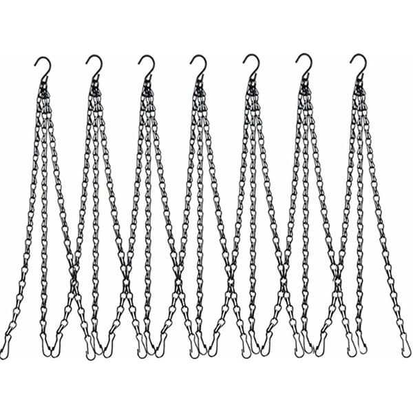 7-pack 39 cm Heavy Duty Flower Basket Chains for Flower Basket Replacement Galvanized Chains (Black)