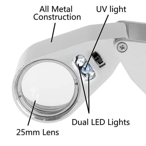 40x LED Forstørrelsesglass, Bredt Spektrum, Øyeforstørrer