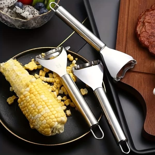 Heavy Duty Corn Stripper & Vegetable Peeler, Serrated Blade Non-Slip Grip for Corn Potatoes Carrots Cucumbers 18.01*6.5cm 18.01*6.5cm