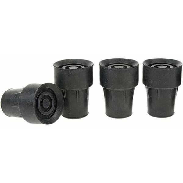 Förpackning med 4 standard halkfria käppspetsar, svarta gummispetsar - 19 mm