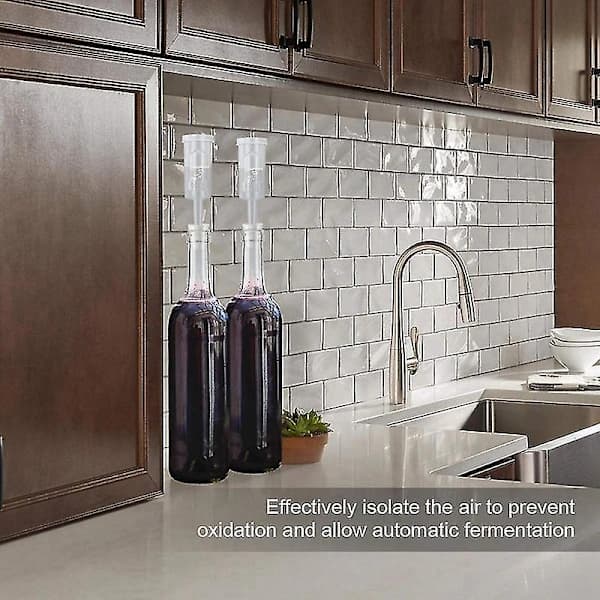Fermentation Lid with Airlock Set, 6 pcs. Stoppers, Locks Fermentation Airlock Beer Wine Kombucha Brewing K Transparent White