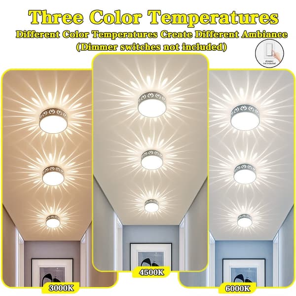 Ceiling lamp hall, 6W mini round LED ceiling light dimmable made of iron and acrylic in white, modern creative ceiling lighting hollow Ø15CM