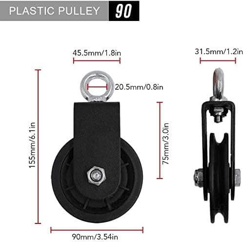 Blok 90 mm tomgangsrulle med 360° roterbar U-holder til F