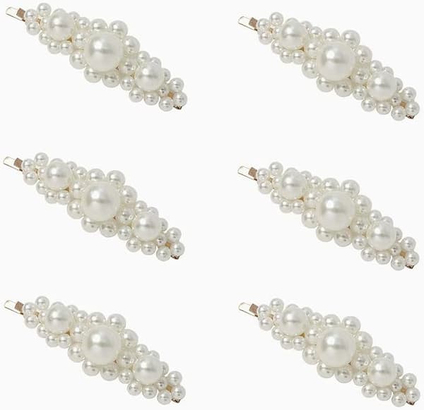 6 perlehårklemmer Elegant perlehår, glitrende perlehårbånd, perlehårklemmer, perlehårklemmer, jente- og damehårtilbehør