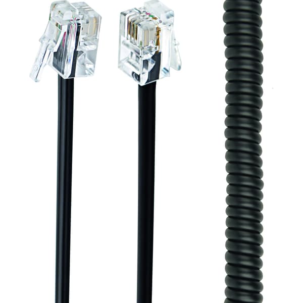 Spiralsnor for telefon 2m - Svart