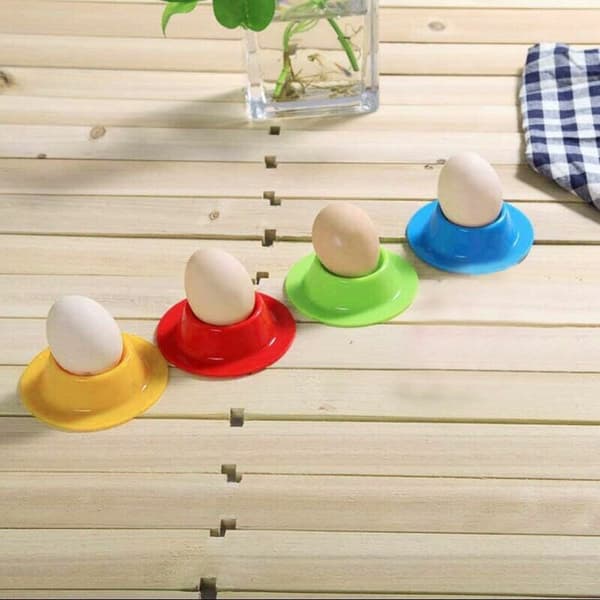 Fargerike silikon eggkopper sett med 4 fargede silikon eggkopper bærbar rund eggkoppholder vaskbar91-A