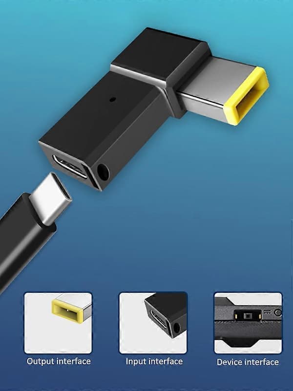 USB C - DC Slim Tip -adapter Lenovo Thinkpadeille 100W PD -pikalatauksella