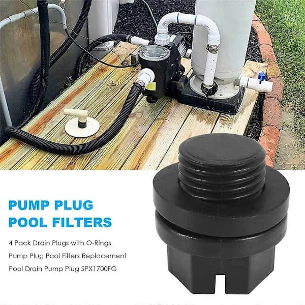 4-pak Drænpropper med O-ringe Pumpe Prop Poolfilter Erstatning Pool Drænpumpe Prop SPX1700FG fo_tfrf