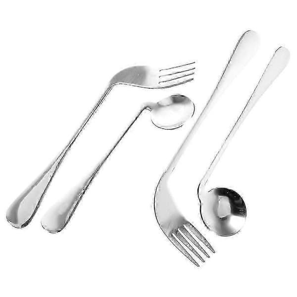 Angled Spoon and Bent Fork Set Adaptive Ergonomic Cutlery for Elderly, Disabled, and Patients[HK]