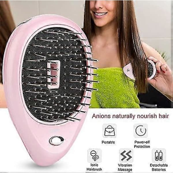 Jonisk Vibrations Mini Massage Jonisk Hårbørste (Pink) 10,5*7,5cm