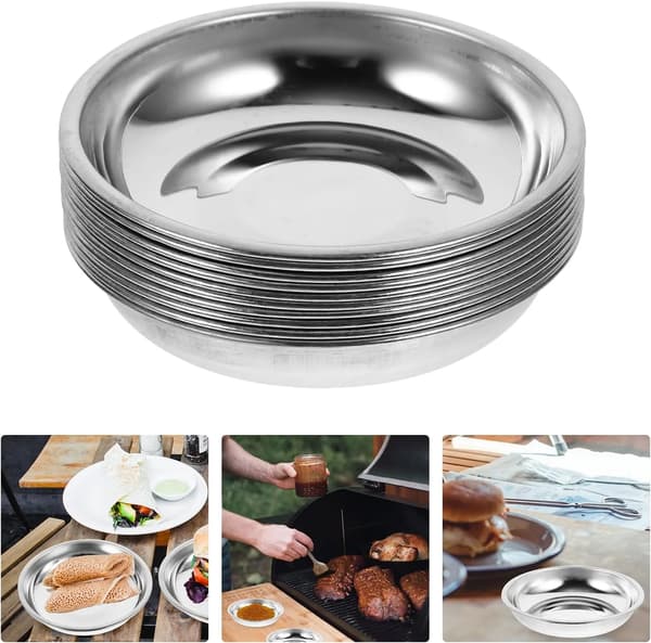 Forretter i rustfrit stål, genanvendelige, rust- og korrosionsbestandige, små runde serveringsfade til snacks og desserter, sølv 8 CM 8 CM