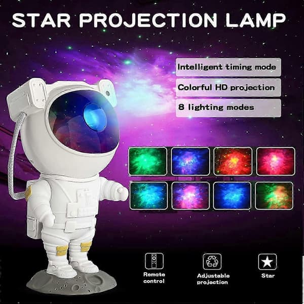 Astronautprojektor Stjerneprojektor Galakseprojektor, med Timer & Fjernkontroll