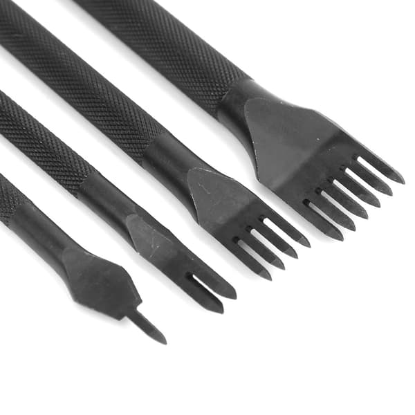 4 pcs. Leather Craft Tools with Fork Chisel, Black Galvanizing, Leather Craft Chisel 3 mm