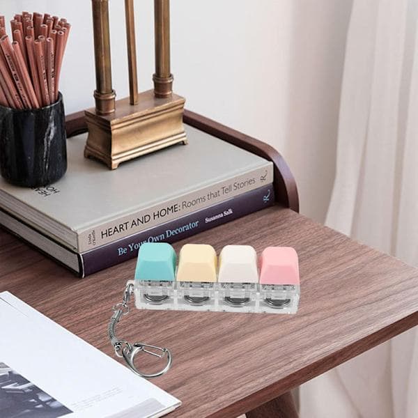 LED-valaistu näppäimistön napsautusavainnippu Keycap-testaaja aikuisille näppäimistön napsautus LED-valo avainnippulelu Macaron-värit