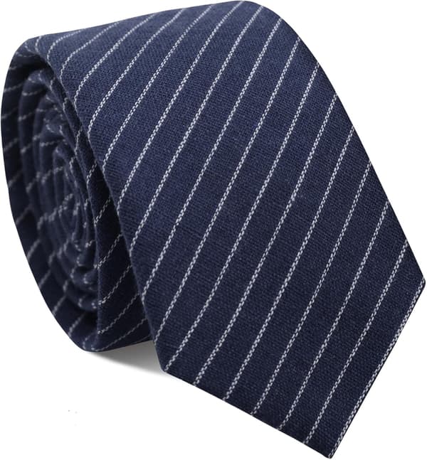 Herr 2,56'' Smala Bomullsslipsar Randiga Halsdukar Casual Business Slips för Daglig Klädsel, Kontor, Universitet, Bröllop Marinblå - Navy