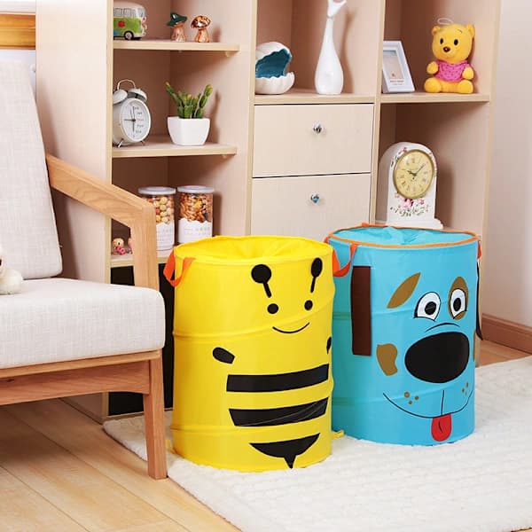 Foldable Cute Cartoon Fabric Laundry Basket Large Organizer Laundry Bag Holder For Home Ladybug