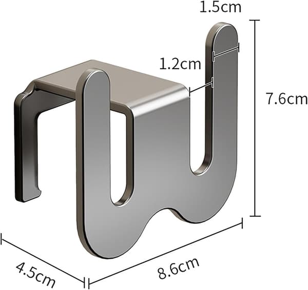 (3-pack) Grå Toffelhållare, 7,6 x 5 cm Aluminium Ingen Borrning Toffelhängare, Gör Ditt Rum Prydligt, Används för Sovrum