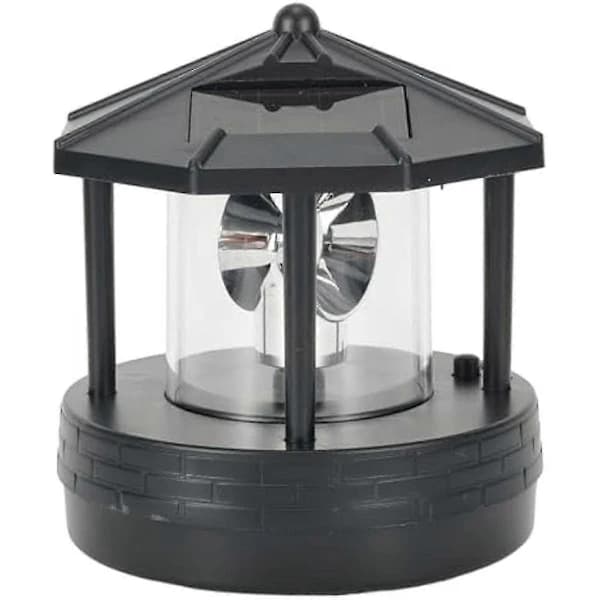 LED Solar Lighthouse, 360 Degree Rotating Lamp LED Solar Lighthouse Landscape Path Lighting Ga_yux
