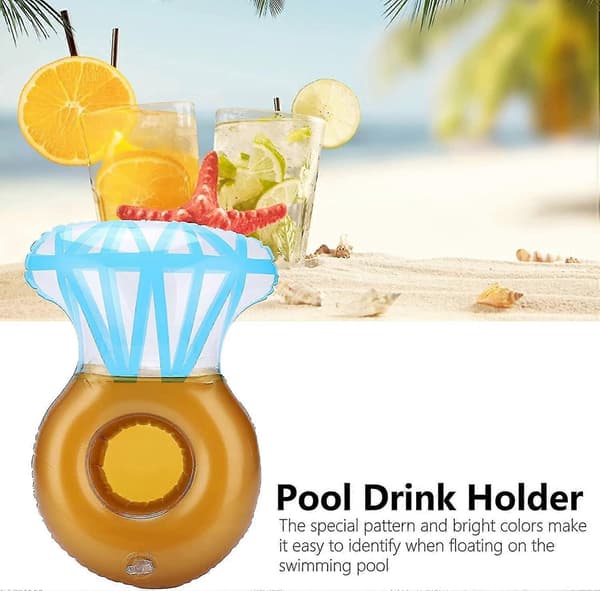 Flydende Coaster, Oppustelig Drikkeholder Pool PVC Diamantring 6 stk Til Pool Til Vandfest