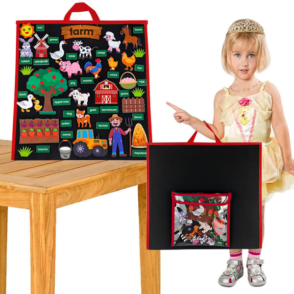 Handheld Foldable and Standing Felt Board with Farm Story Felt Pieces Felt Board Stories