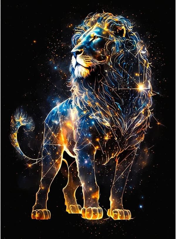 30x40cm 5D Diamond Painting Kit Lion Constellations DIY Full Round