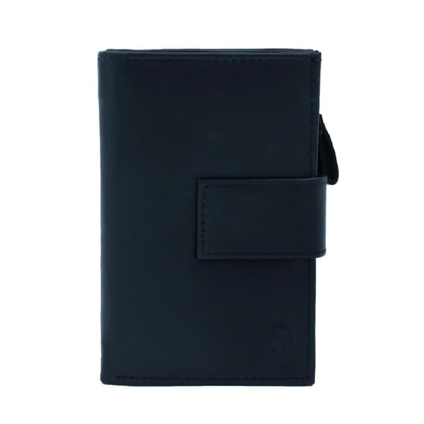 Leather Wallet with Many Compartments Black Svart one size