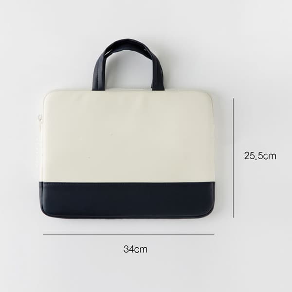Laptop Bag Cute Alphabet Pattern Waterproof Shockproof PU Leather Tablet Bag with Handle 13 inch White