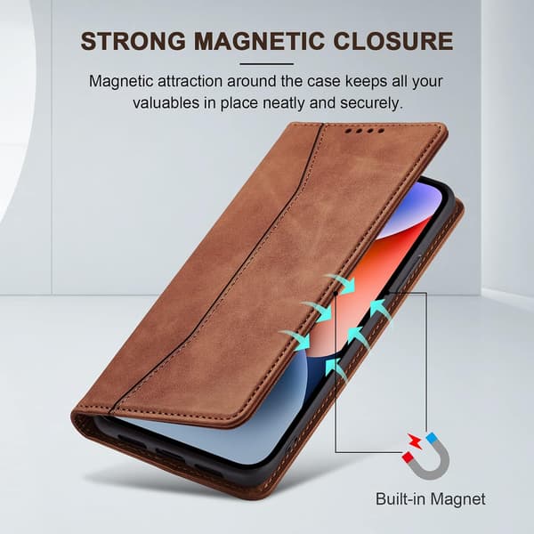 Etui til iPhone 14, PU-læder tegnebogsetui [Stødsikkert] [Magnetisk] [Kortholder] [Stativfunktion] Flip-etui (Sort)_tfrf