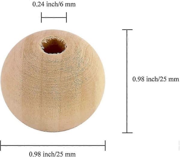 120 stk. Naturlige Trækugler, 2,5 cm Træhåndværkskugler Ubehandlede Runde Trækugler Dekorative Kugler Til DIY Håndværk