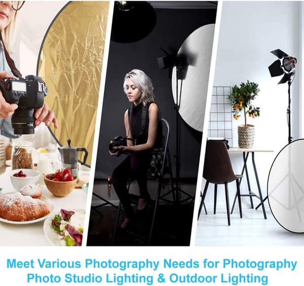 5 i 1 Rund Sammenleggbar Reflektor Kit for Fotografering - 110cm - Med Håndtak