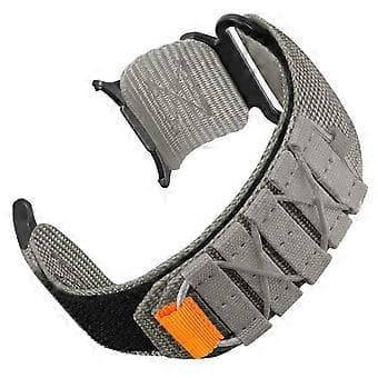 Compatible with Samsung Galaxy Watch Ultra 47mm Nylon Magic Tape Watch Band Military Style Adjustable Strap (Grey)
