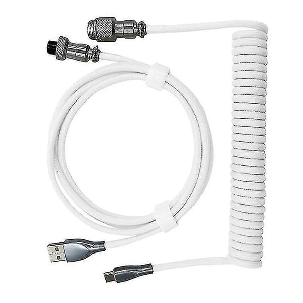 Mekanisk tastaturkabel Type-C til USB-data Aviation Head-kabel, hvid