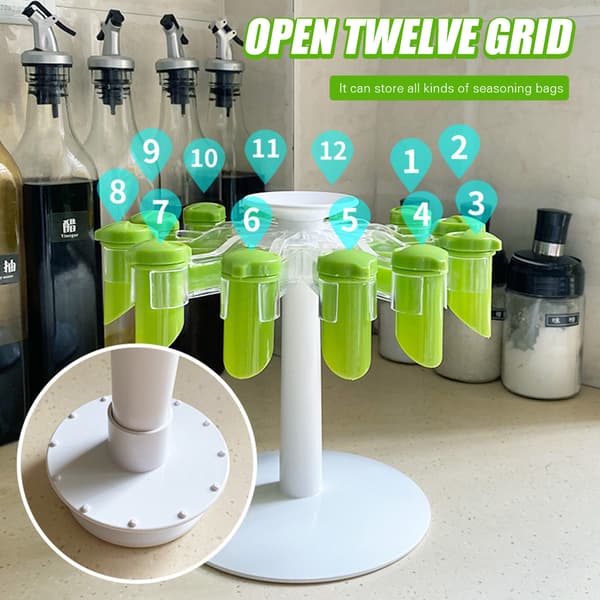 Wall-mounted/Rotating Spice Packet Holder Punch-free Storage Rack for Spice Packets Wall Mount 10 Grids Wall Mount 10 Grids