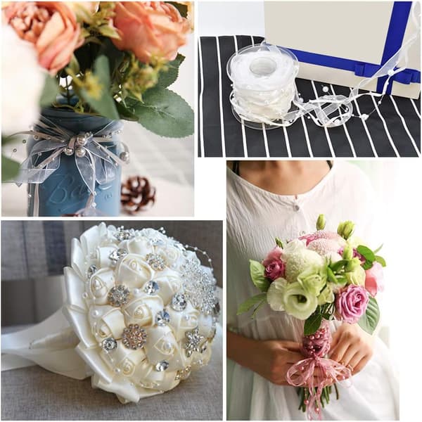 10M kunstig perlebånd chiffonbånd og organza blondebånd