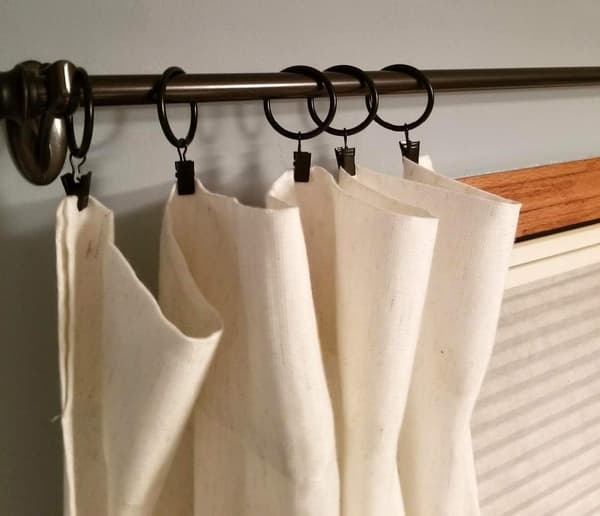 30-pack Black Curtain Rings with Clips - 25mm Small Metallic Drapery Hanging Loops Circle with Clip