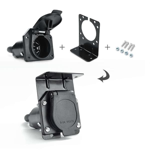Trailerkabeladapter 7-vejs stik med beslag til autocamper