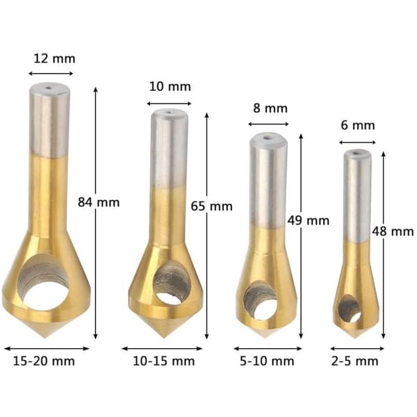 4-piece Deburring and Chamfering Cutter for Cutting Metal, Wood, and Plastic