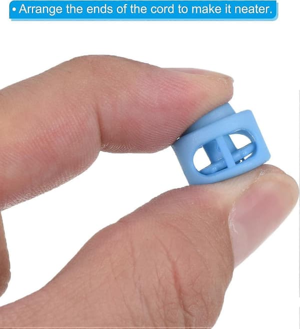 Sladdlås Sorterade, 100-pack Runda Dubbelhål Fjäder Toggle Stopper 14mm för