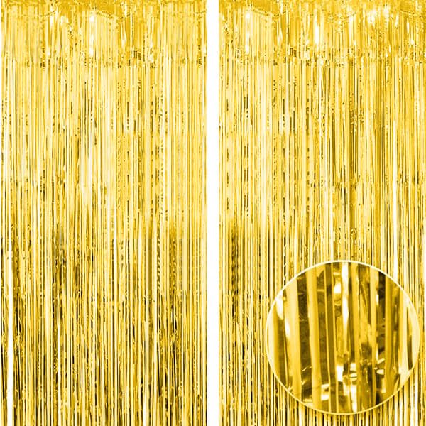 2 kpl 0,9 m x 2,5 m kultainen glitterverho