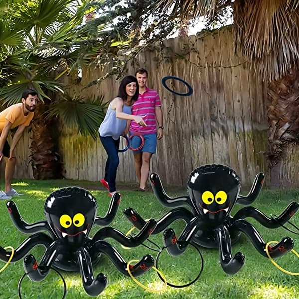 Halloweenfest Oppusteligt Kastespil Sæt - Blæksprutte & Edderkopperinge, Latexmateriale, Perfekt til Festlige Sammenkomster (FMY) 1 stk 1pc