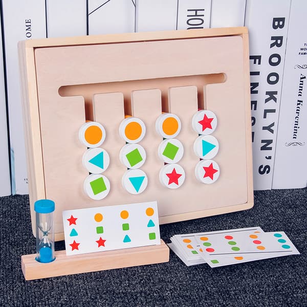 Montessori pædagogisk legetøj Slide Puzzle Farve & Form Matching Hjerne