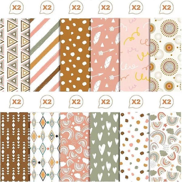 Scrapbook Paper Pad - 30.5 x 30.5 cm Cute Patterned Cardstock, 24 pcs Scrapbooking Paper, Card Making Craft Paper Pack
